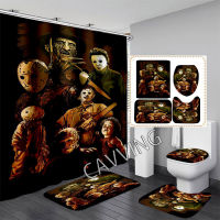 Horror Movies Characters 3D Printed Shower Curtain Waterproof Bathroom Curtain Anti-slip Bath Mat Set Toilet Rugs Carpet Home