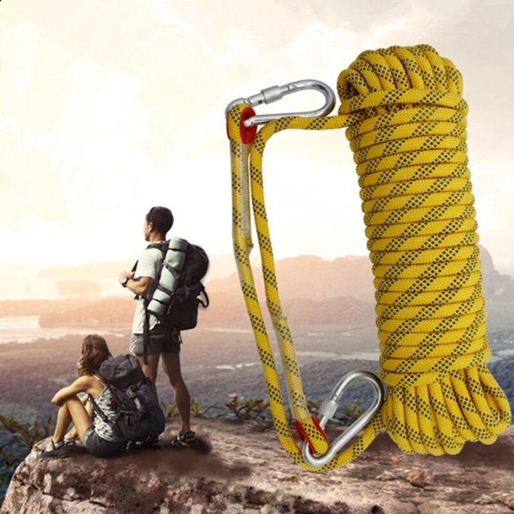 egxtrbมีดโกนหนวด-ปลอดภัยเชือกยูทิลีตี้ปีนเขาหลบหนีกู้ภัย20เมตรพร้อมคาราบิเนอร์