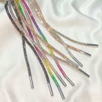 【LZ】✟✸✉  Cadarços de strass DIY para sapatilhas Rainbow Diamond luxo redondo 100 cm 120 cm 140 cm 160cm 1Pc