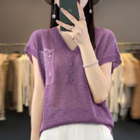 Quality 2023 Summer Sweet Style Fresh and Sweet Pullover Thin V-Neck Regular Sweater Womens Sweater 2023