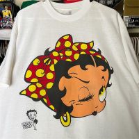 เสื้อยืดคอกลมเสื้อยืดแขนสั้น พิมพ์ลายตุ๊กตา Betty Boop Miss Betty สไตล์วินเทจ เรโทร สีกากี สําหรับผู้ชาย และผู้หญิง S-5XL