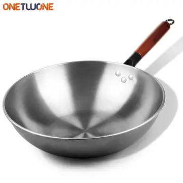 30-34cm Chinese Traditional Iron Wok Handmade Large Wok with Wooden Handle  Frying Pan Non-stick Wok Gas Cooker Kitchen Cookware