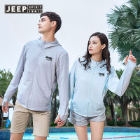 JEEP SPIRIT เสื้อป้องกันแสงแดดแบบบางเสื้อโค้ทกันลมสำหรับทั้งหญิงและชายฤดูร้อนเสื้อผ้ากีฬากลางแจ้งเสื้อผ้าผิวหนังป้องกันแดดระบายอากาศได้บางเฉียบของผู้ชาย