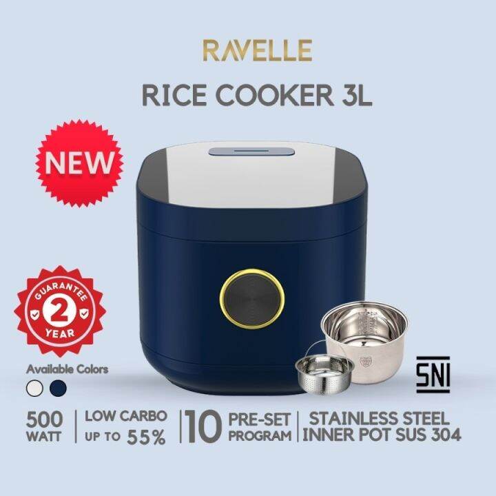 Ravelle RCR3LS Digital Rice Cooker Low Carbo 3 Liter Galaxy Blue Lazada Indonesia