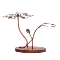 2-In-1 Red Wine Glass Rack &amp; Wine Decanter 6 Wine Glasses Stemware Tabletop Storage Display Drying Rack,Vintage Bronze