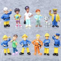 DFDGUIP 12 ชิ้น/เซ็ต สำหรับเด็ก Officer Steele Model Toys PVC Doll Little Dog Fireman Sam Action Figures Fireman Toys Fire Fighting