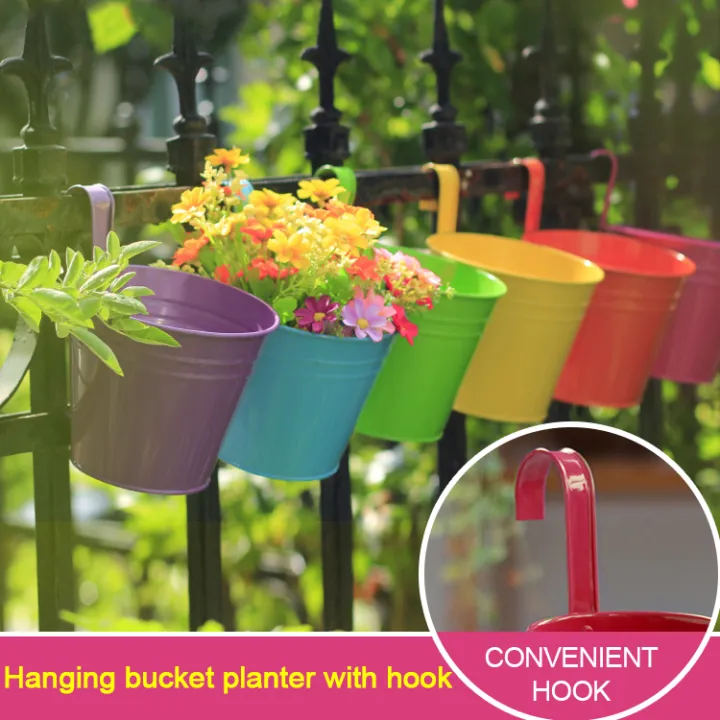 Ready Stock Metal Hanging Bucket Planter with Hook Lazada PH