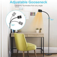 LED Touch 3 Color Temperatures Floor Lamp 3 Brightness Levels with Adjustable Gooseneck Dimmable for Reading Bedroom