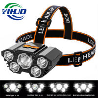 Five-Core Headlight Usb Rechargeable Head-Mounted Flashlight Fishing Waterproof Led Glaring Headlamp Outdoor Night Fishing Lamp-CHN