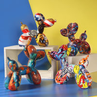 Nordic Modern Art เรซิ่น Graffiti ประติมากรรมบอลลูนรูปปั้นสุนัข Creative colored CRAFT Figurine ของขวัญ Home Office Desktop decoror