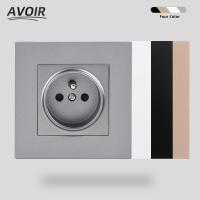 [HOT GELLXKOWOIGHIO 527] Avoir Wall Socket FR ปลั๊กไฟมาตรฐานฝรั่งเศสปลั๊กไฟแผงพลาสติกปลั๊กไฟ86มม. X 86มม. 16A สีขาวสีดำสีเทาสีทอง