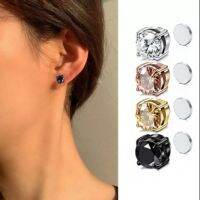 LULU 1Pc 6/8Mm ชายและหญิง Magnetic Zircon Stud ต่างหูใช้งานง่ายคลิปต่างหูรอบ Punk Zircon ไม่มีเจาะต่างหูเครื่องประดับ