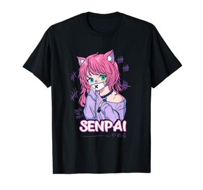 Kawaii Anime Neko Shirt - Pastel Goth Menhera Sick 2019 New Short Sleeves Tops Man T Shirt Design Template 【Size S-4XL-5XL-6XL】