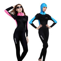 Hisea Full Body With Cap Women Wetsuit Long Sleeve Diving Suit Anti UV Pro Snorkeling Surfing Swimming Diving Have Chest Pad