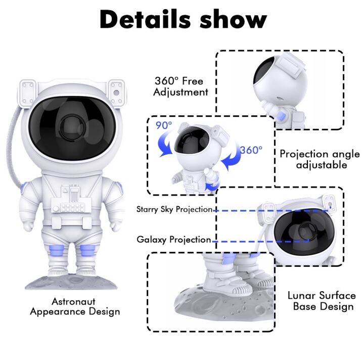 โคมไฟโปรเจคเตอร์-รูปนักบินอวกาศกาแล็กซี่-ดาว-ท้องฟ้ากลางคืน-สําหรับตกแต่งบ้าน-ห้องนอน-ของขวัญ-เปลี่ยนท้องฟ้าได้-8-แบบ