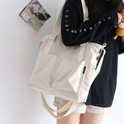 ☈ Simple Large Capacity Canvas Bag Shoulder Bag for Women Tote Bag Solid Color Crossbody Sling Bag Unisex