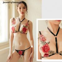 [jewelrybase] ชุดชั้นใน บรา ปักลายดอกไม้ เซ็กซี่ สําหรับผู้หญิง บูติก 〖QYUE〗