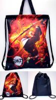 กระเป๋าลายดาบพิฆาตอสูร มีหูหิ้ว มีหูรูด สะพายหลังได้ ลายดาบพิฆาตอสูร Demon Slayer ขนาด 31.5x40 cm.