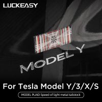 For Tesla Model3 Model Y X S 2021-2023 Metal PLAID Car Sticker Tail Emblems Decoration Badge Patches Auto Exterior Accessories