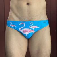 Amat swimwear Flamingo swimwear Bluกางเกงว่ายน้ำลายนกสีฟ้า