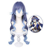 [JP TOY] Genshin impact layla คอสเพลย์วิกผมหยิกสีน้ำเงินไล่ระดับสีคอสเพลย์ทนความร้อน