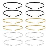 【YF】 5pcs Metal Headbands Blank Smooth Hair Hoop Band Hairband Plain Thin Bulk for Men Women Jeweley Accessories