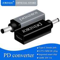 JORINDO Type-C แจ็คตัวเมีย DC5.5 * หัวเปลี่ยนสายชาร์จเร็วปลั๊กตัวผู้2.1มม. สำหรับคอมพิวเตอร์โน๊ตบุ๊ค100W