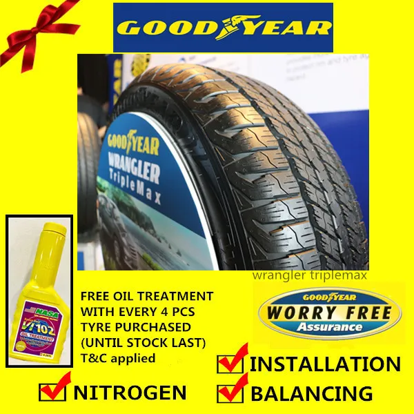 Goodyear Wrangler TripleMax tyre tayar tire(With Installation)255/70R15  215/65R16 245/70R16 265/70R16 215/60R17 255/65R17 | Lazada