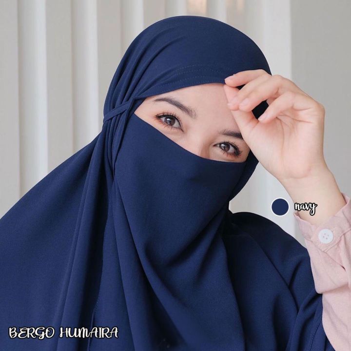 Bergo Humaira Free Niqab Hijab Jilbab Polos Jilbab Polos Qumi Jilbab Instan Lazada Indonesia