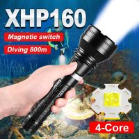 XHP160 Professional Diving Flashlight Powerful Underwater Lamp IP8 Waterproof LED Torch High Power Flashlight Scuba Diving Light Diving Flashlights