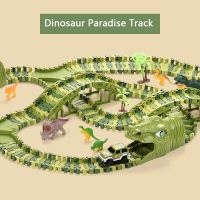 240PCS Track For Car Dinosaur Railway Magic Track DIY Assemble Racing Flexible Electric Cars for Boys 2 To 4 Years ChildrenGift