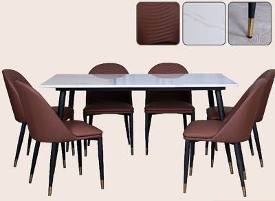 ชุดโต๊ะอาหาร ZOEYCROSS 160 Cm // MODEL : DT-M607-WT+DC-C32-BW ดีไซน์สวยหรู สไตล์เกาหลี 6 ที่นั่งเบาะหนัง สินค้ายอดขายดี แข็งแรงทนทาน ขนาด 160x90x76 Cm