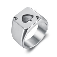 สแตนเลสไพ่แหวนแหวนเหล็กไทเทเนียมหัวใจสำหรับผู้ชาย