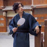 ญี่ปุ่นแบบดั้งเดิม Samurai Kimono Unisex Nightgown Yukata Robe ชุดนอนคอสเพลย์เสื้อผ้าผ้าฝ้าย Haori เสื้อผ้า Set