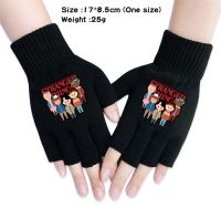 Stranger Things Knitted Half Finger Gloves Boys Girls Autumn Winter Fashion Warm Unisex Black Cosplay Cartoon Mittens Gift Cute