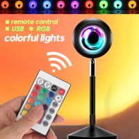 USB Rainbow Sunset Red Projector Desk Lamp for Bedroom Bar Coffee Store Wall Decor Lighting LED RGB Night Light USB Sun Projection