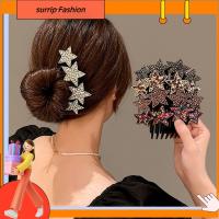 SURRIP FASHION พลอยเทียมเทียม หวีผมพลอยเทียม แทรกแทรก อุปกรณ์จัดแต่งทรงผม ที่หนีบผม น่ารักน่ารักๆ ผมแตกเป็นชิ้นๆ หวีผมหัก สำหรับผู้หญิง