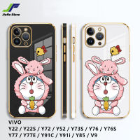 เคสโทรศัพท์เพลงแมวกระต่ายการ์ตูนใหม่กันกระแทกสำหรับ VIVO Y22 / Y22S / Y72 / Y52 / Y73S / Y76 / Y76S / Y77 / Y77E / Y91C / Y91i / Y85/V9โดราเอมอนที่น่ารักเคสห่อหุ้ม TPU