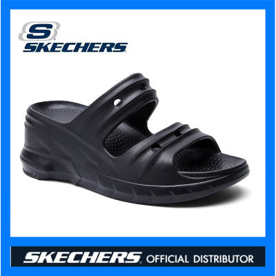 Skechers_สเก็ตเชอร์ส รองเท้า ผู้หญิง รองเท้าแตะส้นสูง Arch Fit Rumble Cali Shoes รองเท้าแตะส้นสูง Wedge Sandals-BALCK
