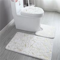 Bath Mat Set Home Toilet Mats Living Room Bathroom Gold Printing Anti Slip Rugs Bedroom Print Rug Shower Mat Bath Mats Bathroom