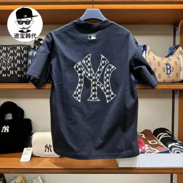 MLB NY Yankees Basic Monogram Big NY Back Logo T-Shirt Black White