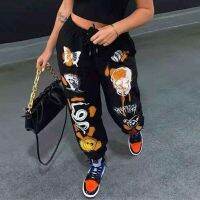 ผู้หญิงกางเกงเหงื่อ Harajuku Butterfly Skull พิมพ์กางเกง Jogger กางเกงหลวมกางเกง Streetwear ฤดูใบไม้ร่วงฤดูหนาว Sweatpant Casual