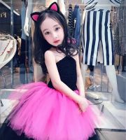 Black Pink Cat Costume For Baby Girls Animal Tutu Dress Kids Cosplay Pet Birthday Party Children Halloween Outfit