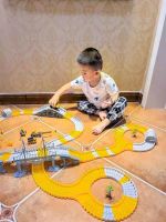 192-396 Pcs Construction Race Tracks For Kids Toys Magic Rail Car Flexible Track Playset Create Engineering Road Gifts For Boys