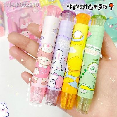 ◈● Pressing Cartoon Animal Pencil Eraser Pen Type Cute Eraser Replaceable Rubber Core School Student Rubber Eraser Office Eraser