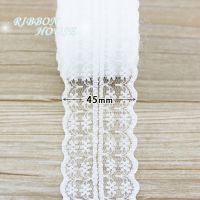 ；‘。、’ (5 Yards/Roll) 45Mm White Lace Fabric Weing Decoration Gift Packing Material Handmade DIY Laces