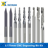 Milling Cutter 10pcs 3.175mm Shank Solid Carbide Engraving Bits CNC Router Bits for Carving Carbide End Mill