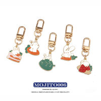 New Creative Keychain Cartoon Rabbit Carrot Strawberry Cute Key Chain Pendant Bag Ornament Personality Car Key Ring Small Gift
