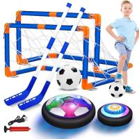 Hover Soccer Ball for Kids USB Rechargeable LED Light Hover Toys Set with Goals Indoor Mini Floor Hockey Knee Hockey Mini Soccer Set with Goals everyone