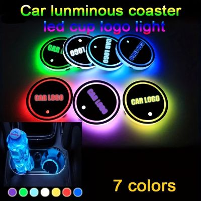 1PCS2PCSLed CarCup ผู้ถือเครื่องดื่มโลโก้ USB ชาร์จ Luminous Coaster สำหรับที่นั่ง Leon Frmk2mk3lbiza Altea รถอุปกรณ์เสริม